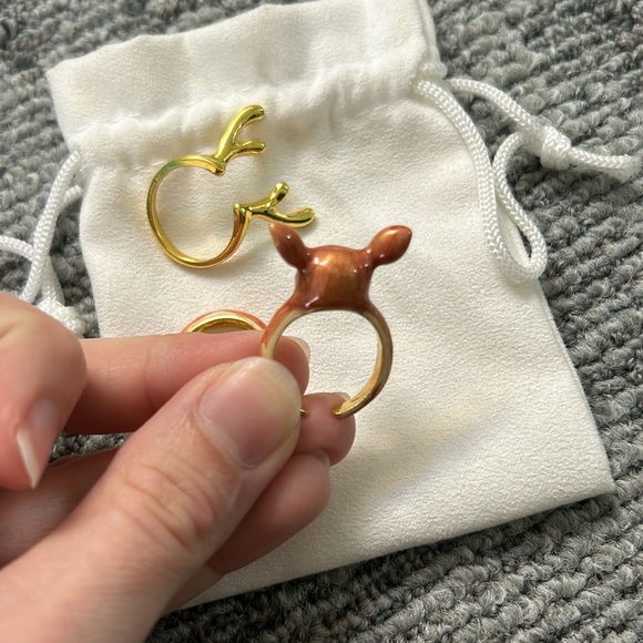 Disney Bambi deer gold ring set of 3 adorable novelty movie size 7✨ - Picture 9 of 9